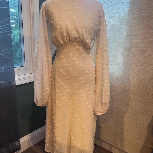 Chicwish Cream Textured Long Sleeve Dress - Picture 1 of 8
